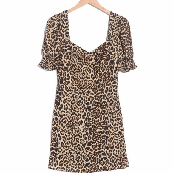 NSR Animal Print Short Puff Sleeve Mini Dress Small/Medium - Picture 2 of 7